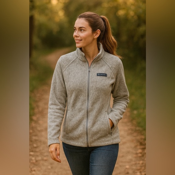 Columbia Sportswear Gray Full Zip Fleece Jacket Women’s Medium WL6439 - Picture 1 of 13